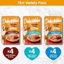 Delectables Lickable Treat Stew Wet Cat Treat Variety Pack, Food Topper, Hydrating, Grain-Free, No Fillers, No By-Products, No Added Preservatives, 1.4oz Pouch, 12ct (EXP 11/01/27)