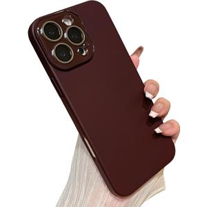 Caseative for iPhone 16 Pro Max Case, Solid Color Full Camera Lens Protection Phone Case (Red)