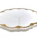 Maxcheck 8 Pcs White Gold Scalloped Paper Plates with Gold Foil 9 Inches Disposable Paper Party Plates for Cake Dessert Birthday Baby Shower Wedding Tea Party Supplies
