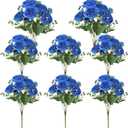 8 Pack Royal Blue Peonies Artificial Flowers,Fake Silk Hydrangea Bouquet for Bridal Wedding Home Table Decor Reusable Dining Opening Ceremony Birthday Arrangement Faux Floral
