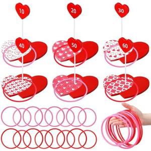 Skylety 26 Pcs Mother's Day Ring Toss Game for Wedding 6 Targets Stands and 20 Rings Combo for Indoor Outdoor Anniversary Party Game Table Centerpiece Decoration