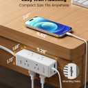 15 Ft Extension Cord with Multiple Outlets, Long Extension with 6 Outlets 4 USB Ports(2 USB C), Flat Plug Surge Protector Power Strip for Home, Office Supplies, Dorm Essentials