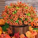 Waipfaru Fake Mums, 12 Bundles Artificial Mums for Outdoors, Faux Mum for Outdoor Planters,Fall Artifical Flowers for Outdoors Decoration, UV Resistant Fall Flowers Artificial for Outdoor Decor (Orange)