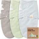 3-Pack Organic Swaddles for Newborns, Baby Sleep Sacks 0-3 Months - Baby Swaddle Wrap, Newborn Wearable Blanket, Infant Sleep Sack for Girls, Boys, Soft & Snug, Large Hook & Loop Closure (Ripple)