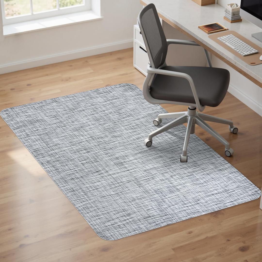 Sycoodeal Office Chair Mat for Hardwood & Tile Floor,Computer Gaming Chair Mat for Rolling Chairs Non-Curve, Anti-Slip, Heavy Duty Floor Protector for Home Office,Grey (48" x 55")