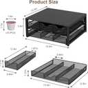 Coffee Pod Holder For Counter, 3 Pull-Out 72 K-Cup Holder Drawer, Wooden Cafe Pods Storage Organizer with Sliding Drawers for Coffee Station, Home, Kitchen, Office, Dorm (Black)