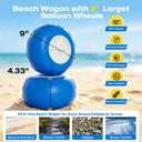 400L Double Decker Beach Wagon with Big Balloon Wheels for Sand | 500LBS Heavy Duty Foldable Beach Wagon with Side Pocket, Beach Cart for Beach,Fishing,Camping,Outdoor-Blue