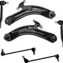 6pc Front Lower Control Arm + Front Sway Bar Link + Outer Tie Rod End Kit K623110 K623111 K750783 K750784 ES801220 ES801221 for Nissan Rogue 2014-2020, Rogue Sport 2017-2019, Qashqai 2017-2019