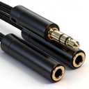 Headphone Splitter, Premium Gold Plated 3.5mm Aux Cable Y Audio Splitter, Nylon Braided Stereo Dual Headphone Jack Cord 1 in 2 Way Out Headset Splitter for PC, Phones, Switch, Tablet