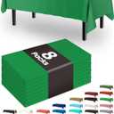 Pureegg Plastic Table Cloth Disposable 8 Pack, 54 x 108 Inch Table Cloths, Graduation Decorations Class of 2025, Graduation Party Tablecloths, Rectangle, Plastic Cover, Leakproof & Sturdy, Green