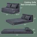 Folding Sofa Bed, 4 in 1 Convertible Sleeper Chair with Pillow, Twin Memory Foam Fold Out Chair Bed, Modern Floor Futon Sofa Couch Mattress for Living Room/Guest/Apartment, Dark Grey