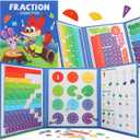 STEM Magnetic Fraction Demonstration Book for Kids with 152 Pcs Math Fraction Magnets Tiles and Disc Set Educational Math Learning Manipulatives Set