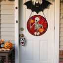 Stained Glass Window Hanging - Halloween Decorations Skeleton Pumpkin Suncatcher for Doors Garden Indoor Spooky Funny Sun Catchers Gothic Decor Horror Gifts for Women Men Friend 7.8 in (Red)