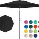 10FT 2-Tiers Outdoor Patio Umbrella, Outdoor Table Umbrella with Push Button Tilt and Crank, Vented Large Market Umbrella 8 Sturdy Ribs UV Protection for Pool, Deck, Backyard, Garden (Black)