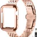 Slim Metal Band with Apple Watch Band 40mm 41mm 38mm 45mm 44mm 42mm, Dressy Stainless Steel Chain Strap for Women Man iWatch Bands Series 9 8 7 6 5 4 3 2 1 SE SE2