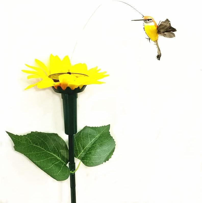 Hummingbird Flying Simulation for Garden and Window Decoration, Powered by Solar Panel (Sunflower)
