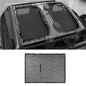 RT-TCZ Sunshade Mesh Top Cover Roof UV Sun Protection for Jeep Wrangler JLU & Gladiator JT 4 Door 2018-2025,Black