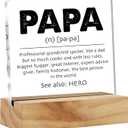 Gifts for Papa Grandpa Grandfather, Papa Definition Desk Decor Acrylic Desk Plaque Sign with Wood Stand Home Office Desk Sign Keepsake Father's Day Present