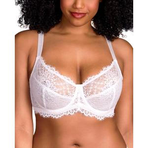 HSIA Minimizer Bra for Women - Plus Size Full Coverage Lace Bra with Underwire, Non Padded (Beige), Size 36DD