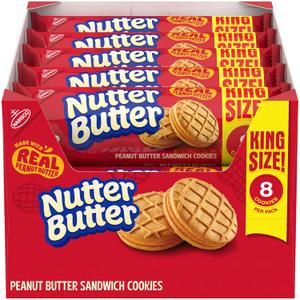 NUTTER BUTTER Peanut Butter Sandwich Cookies, King Size, 10-3.5 oz Snack Packs (EXP 09/04/26)