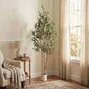Alupssuc 6ft Olive Trees Artificial Indoor & Outdoor, Faux Olive Tree with Lively Artificial Trunk and Lifelike Fruits, Fake Potted Tree for Modern Home Office Living Room Decor