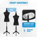 FDW Female Mannequin Body Dress Form Sewing Mannequin Torso Manikin with Tripod Base Stand Adjustable Mannequin for Sewing Clothes Display 
(Black, 50-63 Inches)