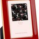 4x6 Enamel Picture Frame, Gold Metal Edge with Easel, Real Glass Photo Frame for Wall and Tabletop Display Family Office Photo Gallery, Red Enamel/1pc