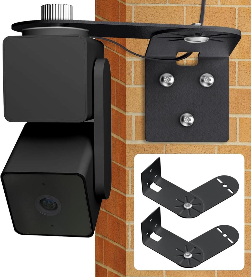 2Pack Corner Wall Mount Bracket for Wyze Cam Pan V3/V2, Cam V4/V3/V2, Max Cover Both Sides of The House 300 Degrees Reduce Blind Spots, Indoor Outdoor Mount for Wyze Cam