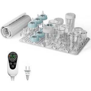 Baby Bottle Drying Rack, Electric Bottles Rack Dryer with Heating & Timer, Fast Dry Silicone Bottle Storage Organizer, Space Saving Kitchen Bottle Rack Dryer for Bottles and Pacifiers