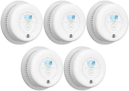 X-Sense Smoke Detector Carbon Monoxide Detector Combo, 10-Year Battery Smoke Detector with Display, 5-Pack