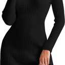 Saodimallsu Womens Long Sleeve Sweater Dress Bodycon Crew Neck Fall Slimming Knit Mini Dresses (Small, Black)