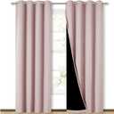 NICETOWN 100% Blackout Window Curtain Panels 84" Long, Blush Pink, 2 Pieces, 52 inches Wide Each Panel, Heat and Cold Blocking Drapes with Black Liner for Nursery, Thermal Insulated Draperies