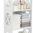 Small Bathroom Storage Corner Shelf, 4-Tier Bathroom Waterproof PVC Narrow Floor Stand, White Floor Freestanding Organizer for Bathroom, Living Room, Kitchen, Hallway, Toilet Side, Small Space