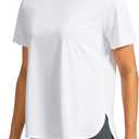 Soothfeel Women's Workout Shirts Short Sleeve Breathable UPF 50+ Sun Protection Athletic Tees T-Shirts Yoga Gym Running Tops(whiteXL)