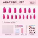 Rose Red Press on Nails with Chrome Fake Nails Designs Thickened Acrylic Nails Short Almond Glue on Nails Solid Color False Nails Full Cover Stick on Nails for Women Girls Manicure Art 32 Pcs