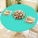 Round Spandex Tablecloth, Elastic Fitted Waterproof Tablecloths for 45"-56" Tables, Stretch Washable Picnic Table Cover for Camping, Dining, Indoor and Outdoor,Aqua Blue