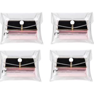 4Pcs Mini PVC Makeup Bag Small Clear Plastic Cosmetic Organizer Bag Pouch with Snap Closure for Vacation Travel, Bathroom and Organizing Makeup Bag Cosmetic Bags Bags and Cases