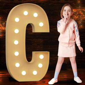 Marquee Letters 4 Feet Tall 4FT Large Light Up Letters C for Birthday Wedding Engagement Party Decorations Will You Marry Me Sign Yard Pre-Cut Foam Board