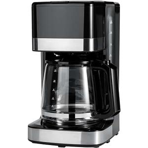 Amazon Basics 12 Cup Drip Coffee Maker with Glass Carafe (1.9 Qt), Auto Shut-off, Auto Pause, Removable Filter Basket, Black & Silver