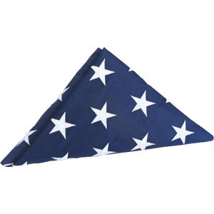 Memorial Flag 5x9.5 ft, 100% Cotton Made American US Burial Flag for Veteran Military, with Embroidered Stars, Sewn Stripes, 4 Rows of Lock Stitching, Brass Grommets, Heavy Duty USA Burial Casket
