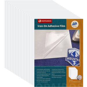 KEPAIBOS Double Sided Iron On Adhesive Sheets with Backing Easy-Iron Permanent Fusible Patch Fabric Glue A4 Size 20 PCS (Standard L)