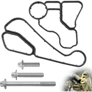 Engine Oil Filter Housing Gasket & Bolt Compatible with BMW 320I 2012-2018 / X5 2007-2018 / Z4 2006-2016 Cooler Seal Replace 11428637820 11428637821 Oil Filter Housing Seal Set