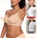 Vertvie Womens Wireless Jelly Bras No Underwire Push Up Seamless Bra Supportive Full Coverage Bralette Regular and Plus Size (Beige, XL)