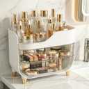 Makeup Organizer for Vanity with Large Smooth Drawers Extra Large Skincare Organizer for Bathroom Countertop and Dresser, Crystal Clear Cosmetic Storage Display Case for Beauty Products (White)