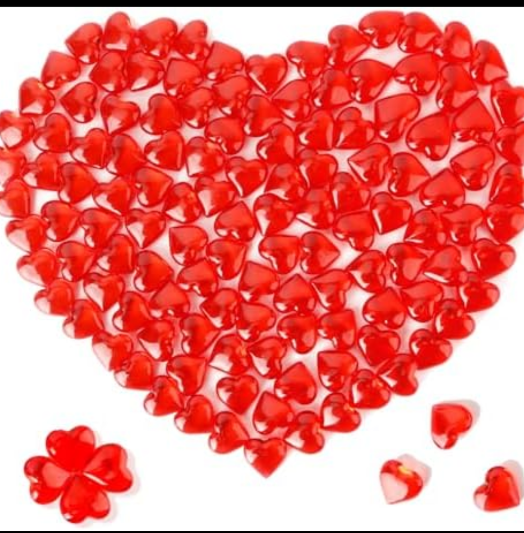 Pack Of 2 Liwidon Red Acrylic Heart, 120Pcs Heart Gems Reusable Love Heart Ornaments 0.9 Inch Translucent Hearts Shaped Crystal Gems for Vase Filler DIY Crafts Table Scatter Home Wedding Birthday Decorations