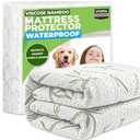 Utopia Bedding Waterproof Mattress Protector King Size Bed, Premium 200 GSM Bamboo Viscose Cooling Mattress Cover, Soft and Breathable, Fitted Style with 17 Inches Deep Stretchable Pockets (White)