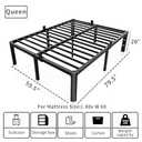 ROIL 20 Inch Queen Bed Frame with Rounded Corner and Headboard Hole Mattress Retainers 3500LBS Metal Heavy Duty Steel Slats No Box Spring Needed Platform Noise-Free Easy Assembly
