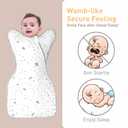 Premium Soft Cotton Swaddle Blanket Sleep Sacks Arms Up Design 2 Packs 3-6 Months, Hands Up 3-Way Transitions to Arms-Free Wearable Sleeping Sack Bag for Baby Boys Girls Snug Fit Calms Startle Reflex