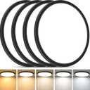 Brightever Black LED Flush Mount Ceiling Light Fixture, 12 Inch 24W, Super Slim 0.67 Inch 3200LM LED Ceiling Lights, Dimmable & 2700K-6500K 5 Color in One Ceiling Lamp for Bedroom, Hallway, 4-Pack