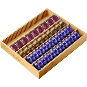 Bamboo Coffee Pod Storage Holder Drawer Insert K Cup Holder Pod Organizer Compatible with Nespresso Vertuo Vertuoline Capsules for Kitchen, Home, Office, Coffee Station Counter